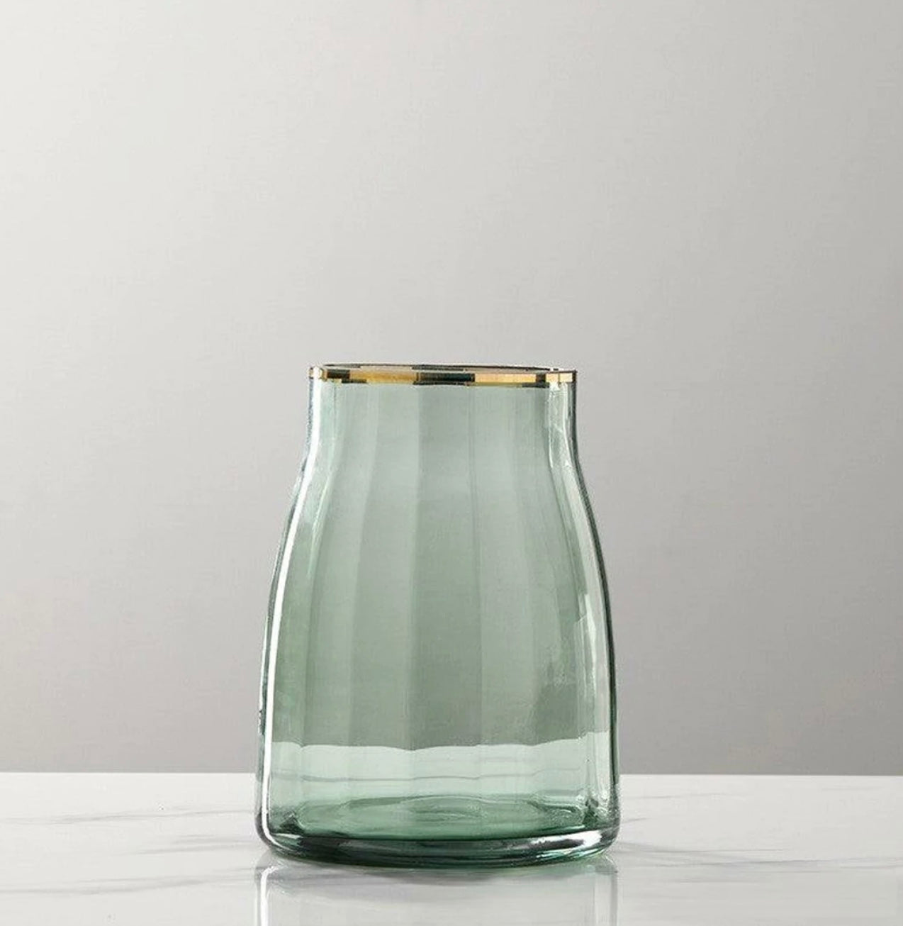 Athens rimmed glass vase emerald - medium
