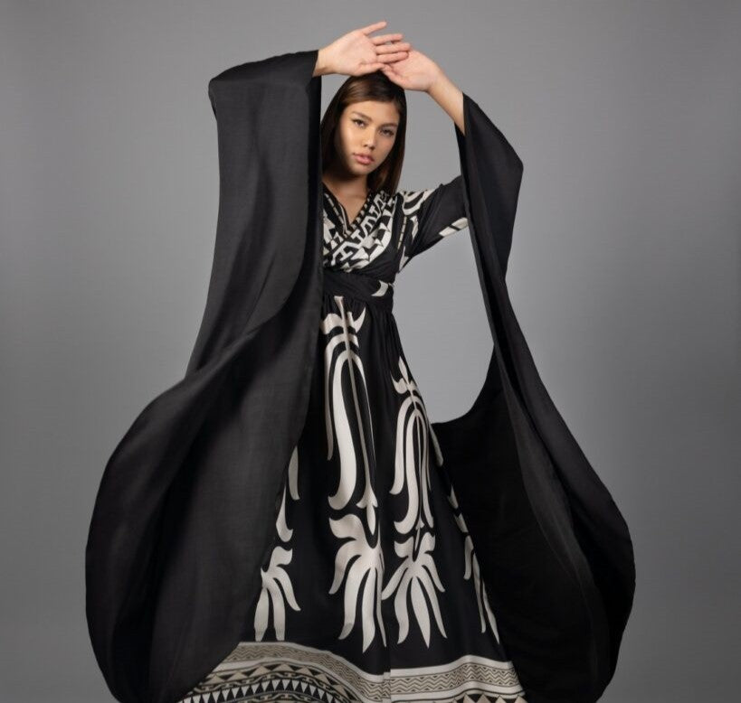 European made - Goddess ladies cotton dress in black and white