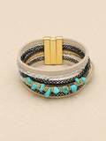 Turquoise and leather cuff