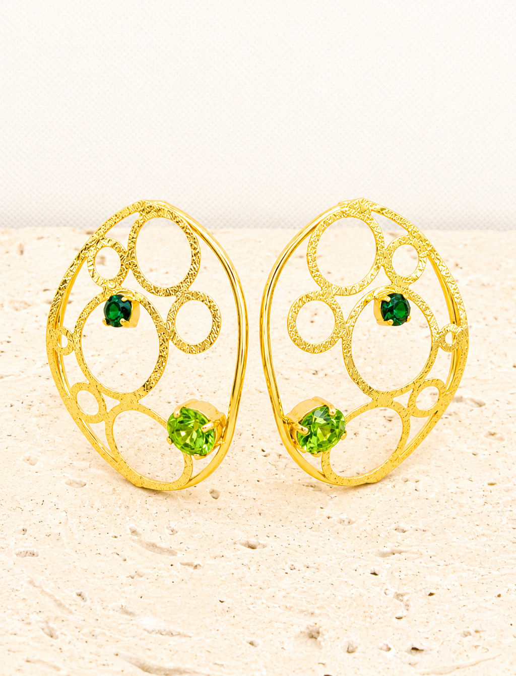 Filigree brass crystal earrings