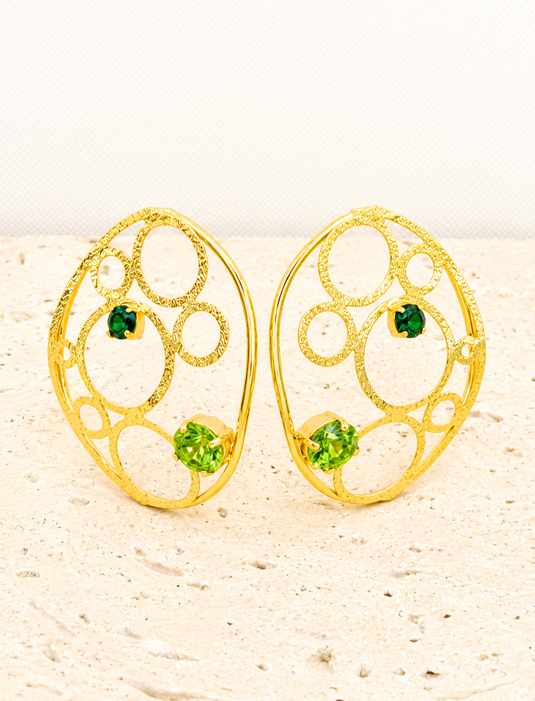 Filigree brass crystal earrings