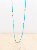 Adjustable length crystal and pearl necklace