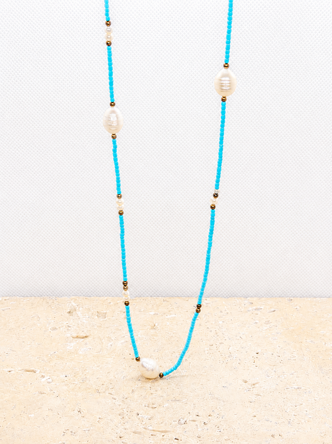 Adjustable length crystal and pearl necklace
