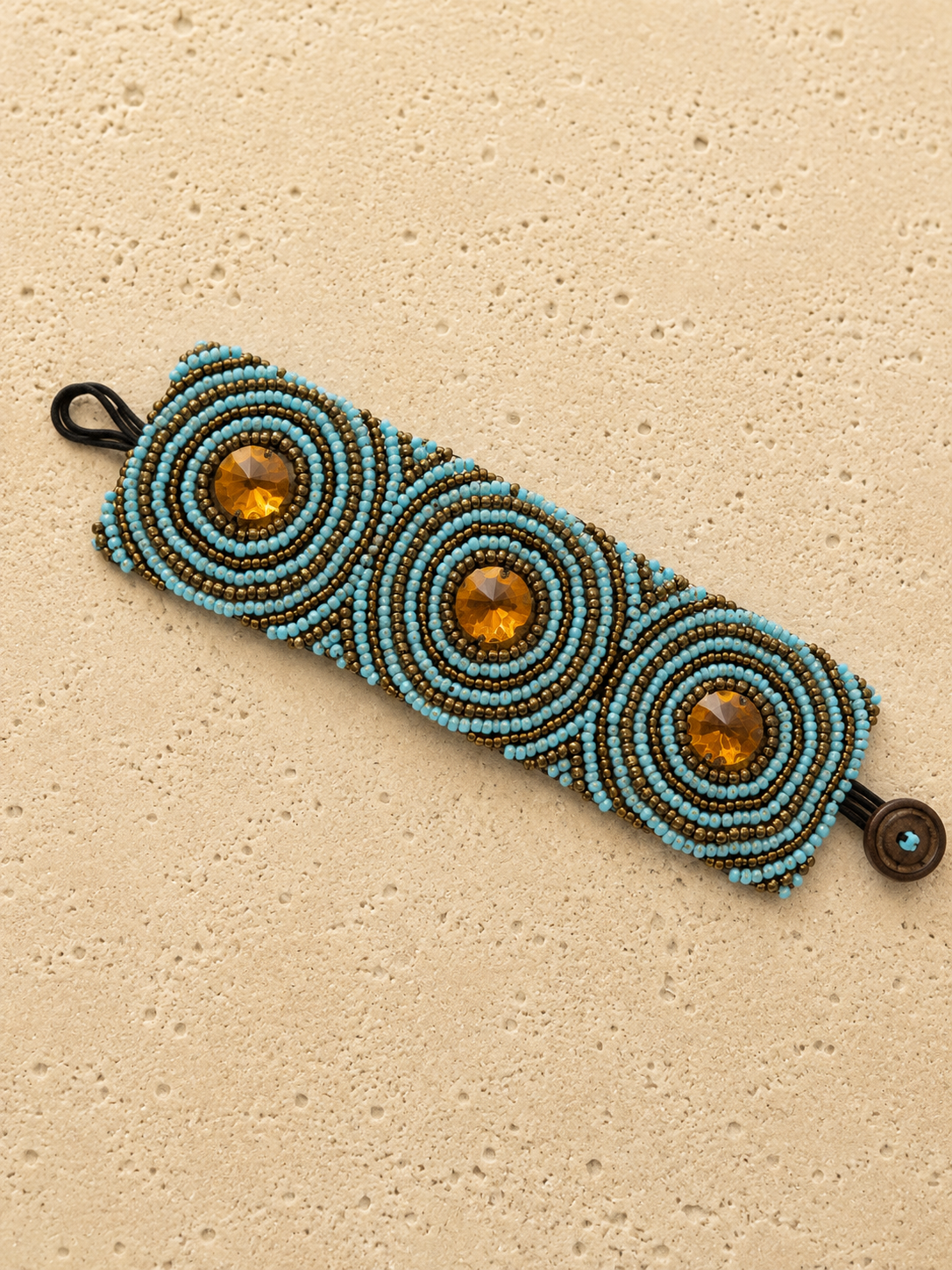 Turquoise and semi precious stone cuff