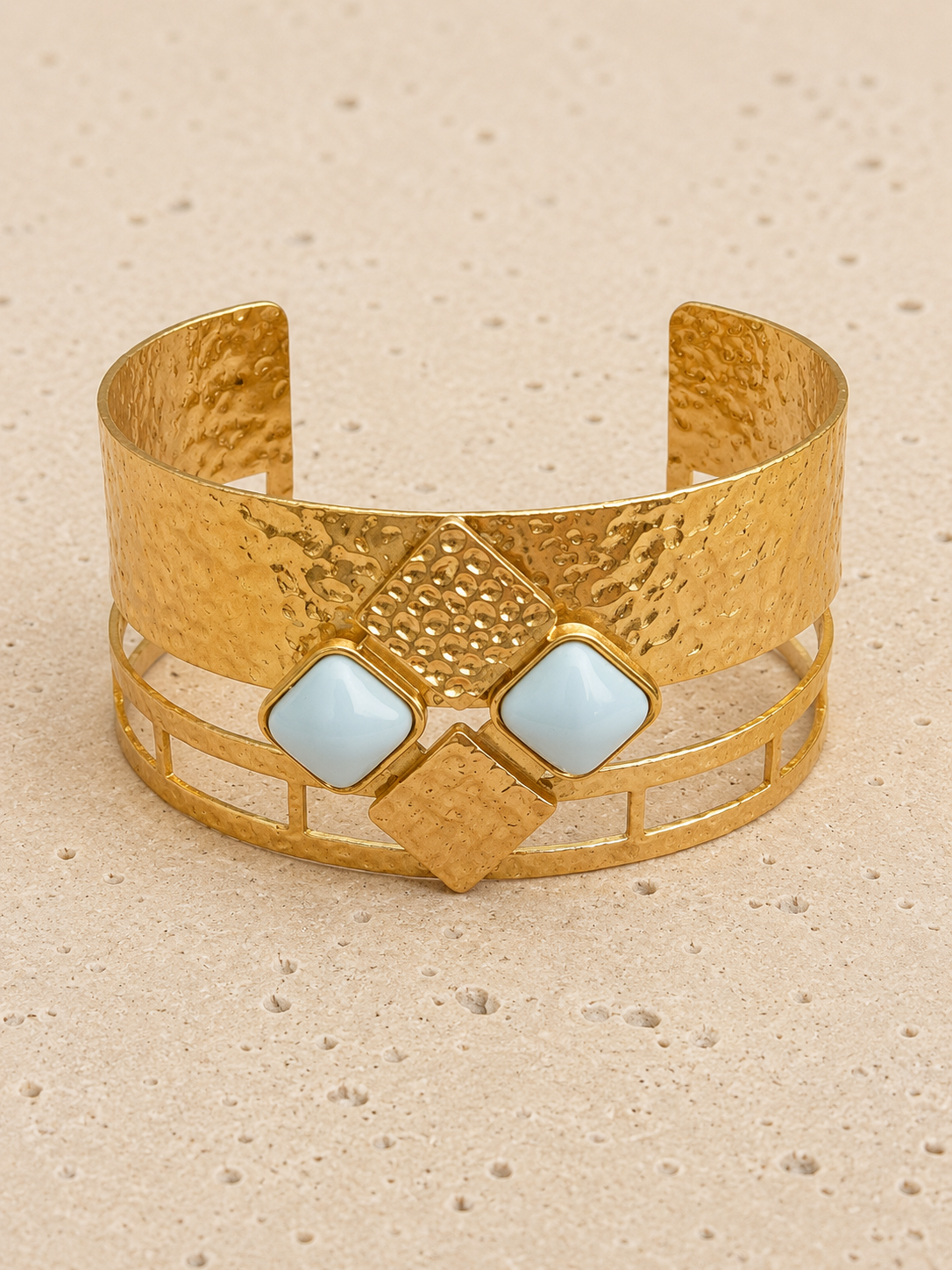 Gold and turquoise cuff