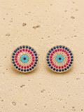 Coloured evil eye crystal earrings