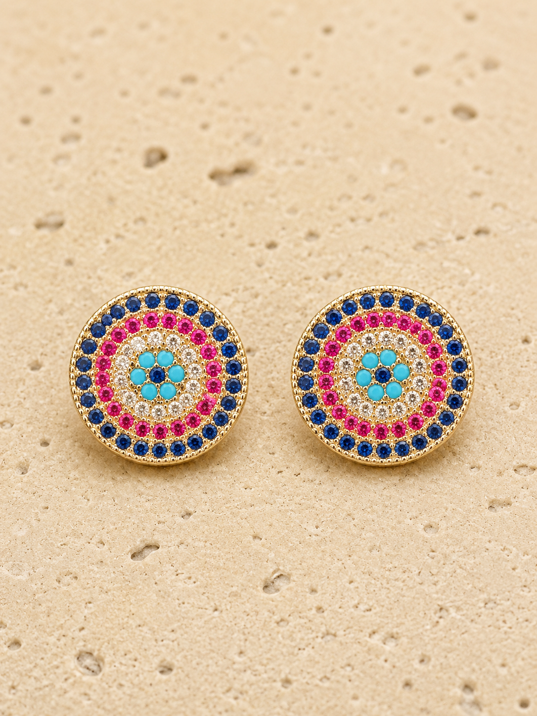 Coloured evil eye crystal earrings