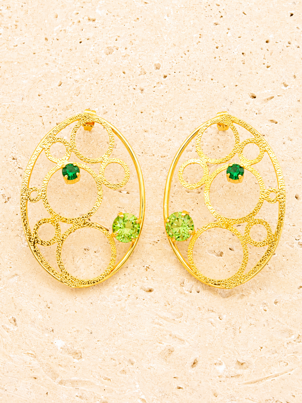 Filigree brass crystal earrings
