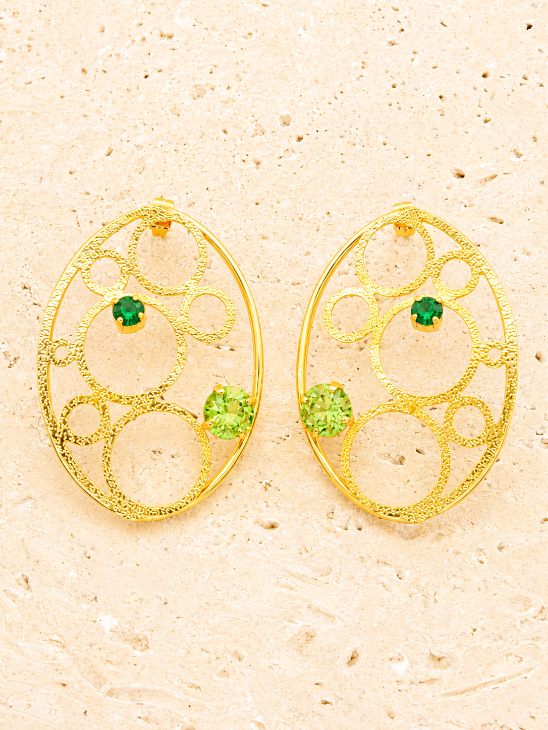 Filigree brass crystal earrings