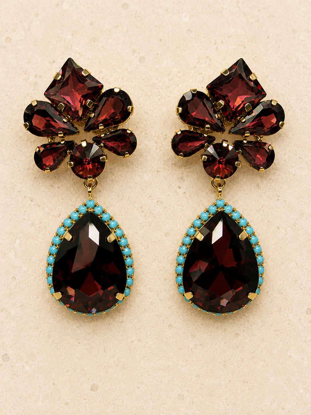 Swarovski crystal and turquoise stone earrings