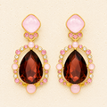 Burgundy and soft pink crystal drop earrings