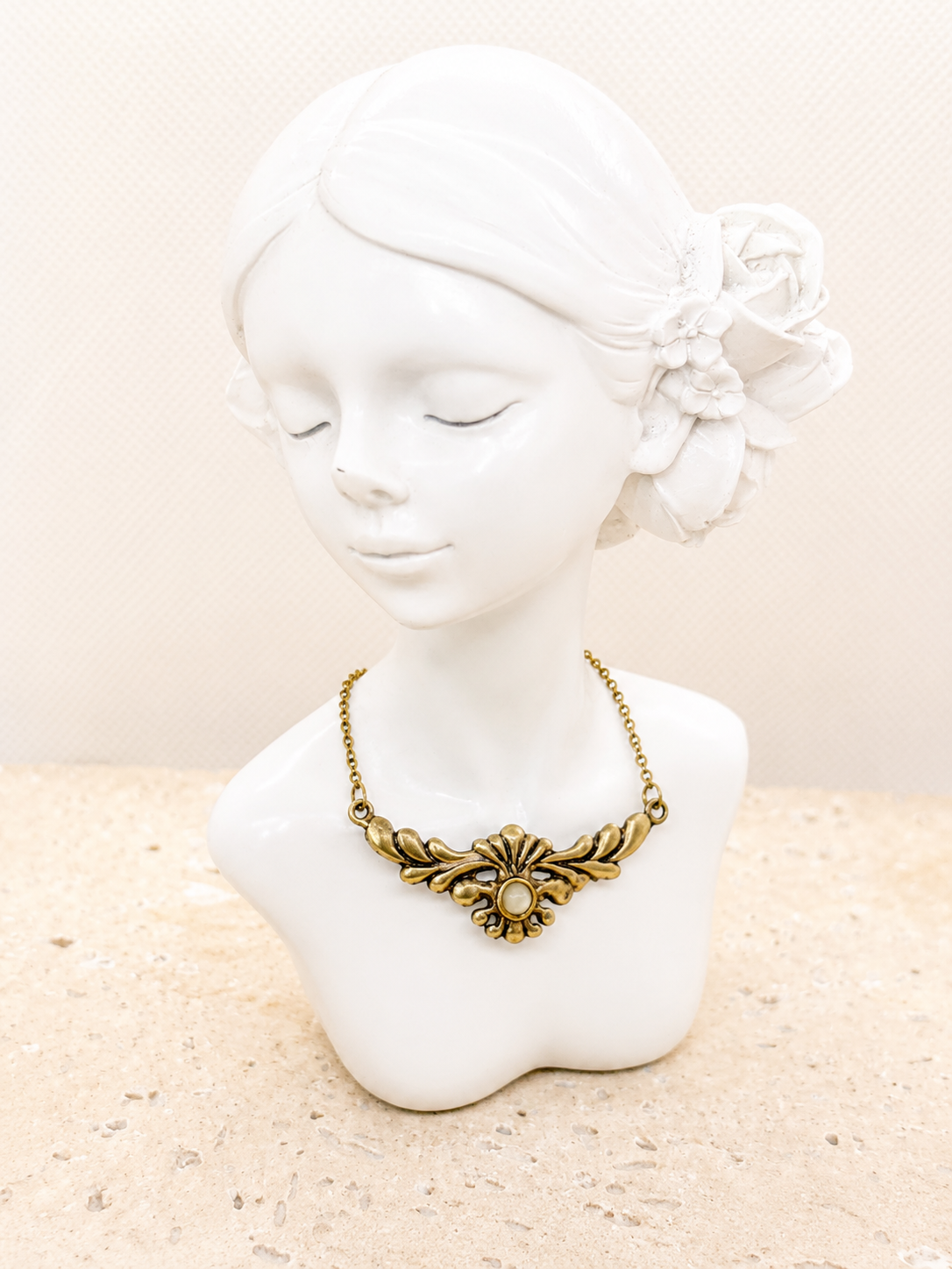 Brass Filigree Moonstone necklace