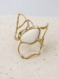 Gold plated white resin stone cuff