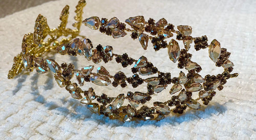 Artisan hair accessory: Multi stranded headband with gold crystal beading