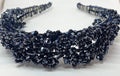 Artisan hair accessory: Headband hand detailed with beads- royal blue