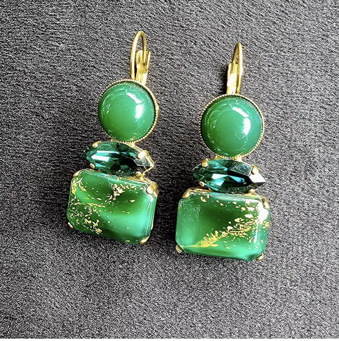Murano glass earrings with gold leaf