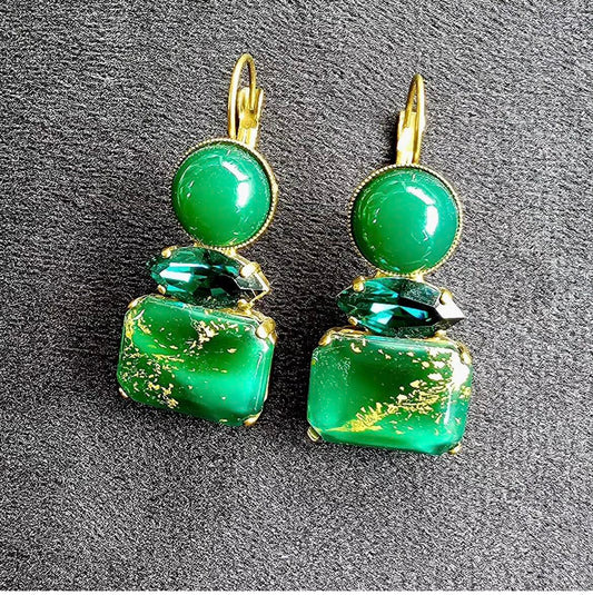 Murano glass earrings with gold leaf