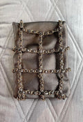 Crossbody bag with gold chain patchwork - bronze