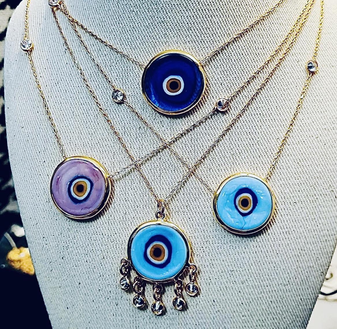 Handblown Murano glass, sterling silver and Swarovski crystal necklaces