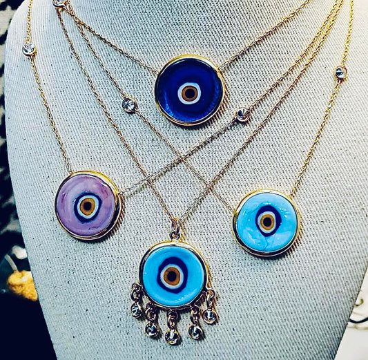 Handblown Murano glass, sterling silver and Swarovski crystal necklaces