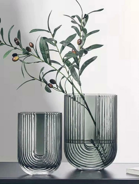 Apollo waterfall U-shape glass vase ash small