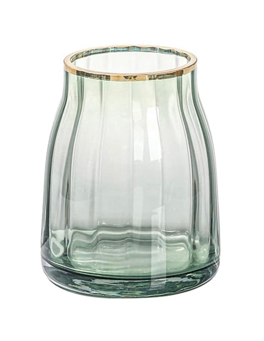 Athens rimmed glass vase emerald - medium