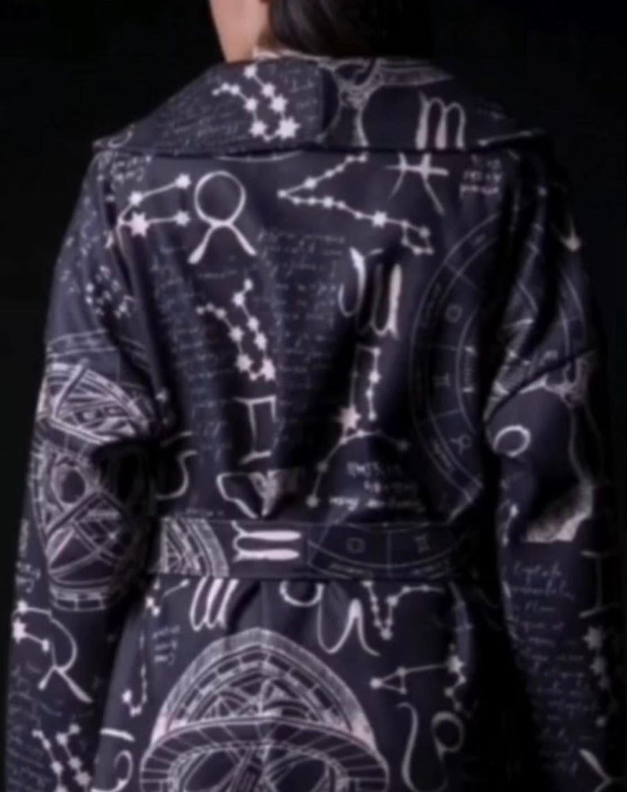Ladies Celestial Navy Jacket - detailed with Sun, Stars, Moon and planets