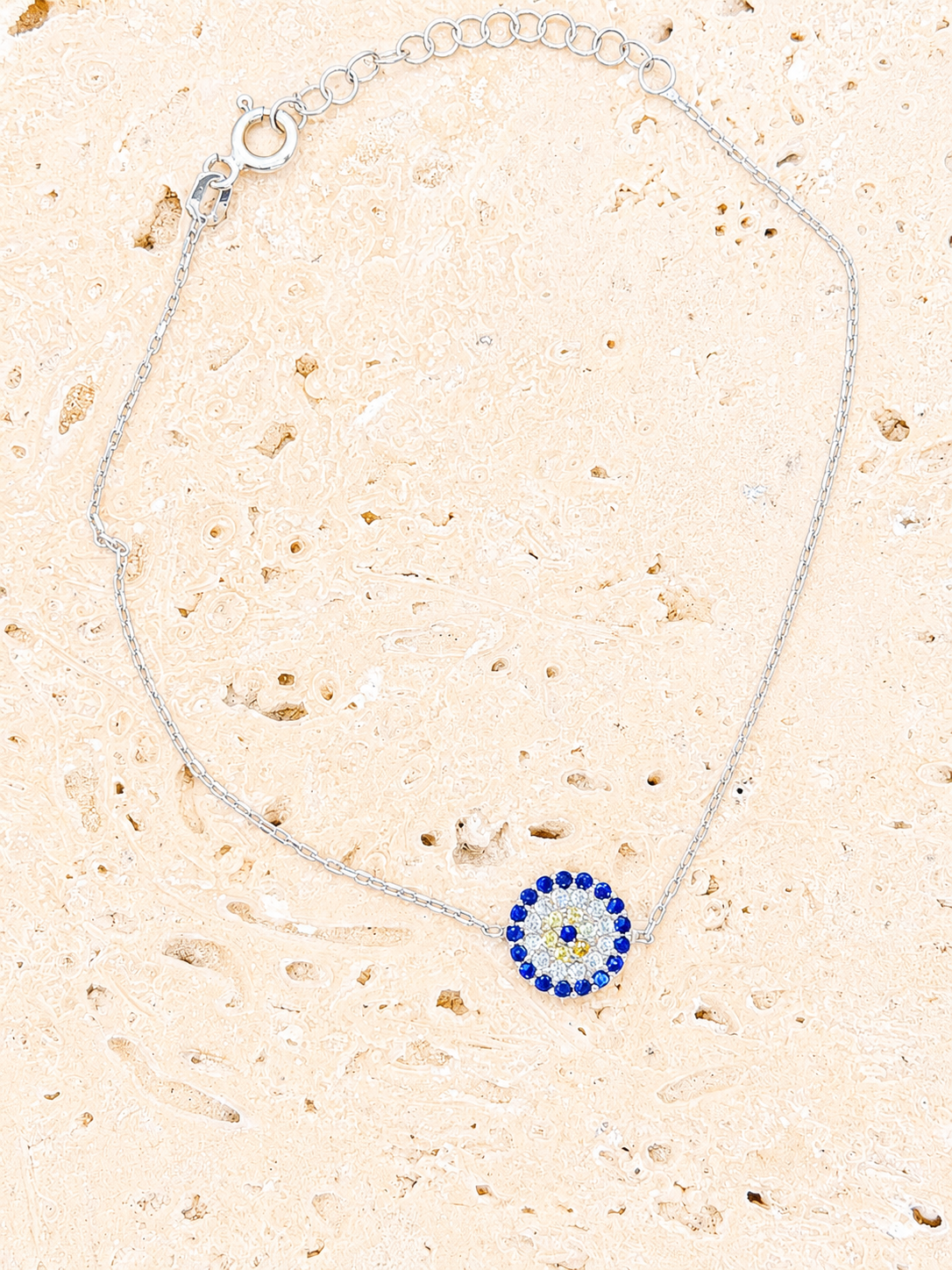 Crystal embellished evil eye bracelet