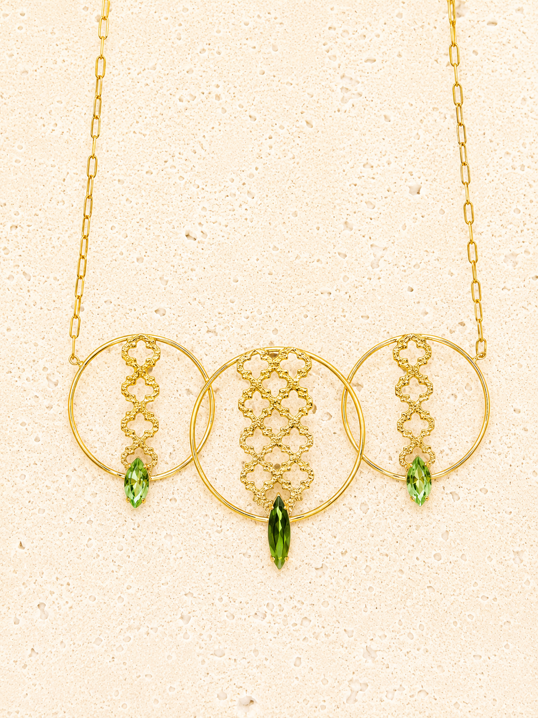 24k gold coated Emerald stone necklace
