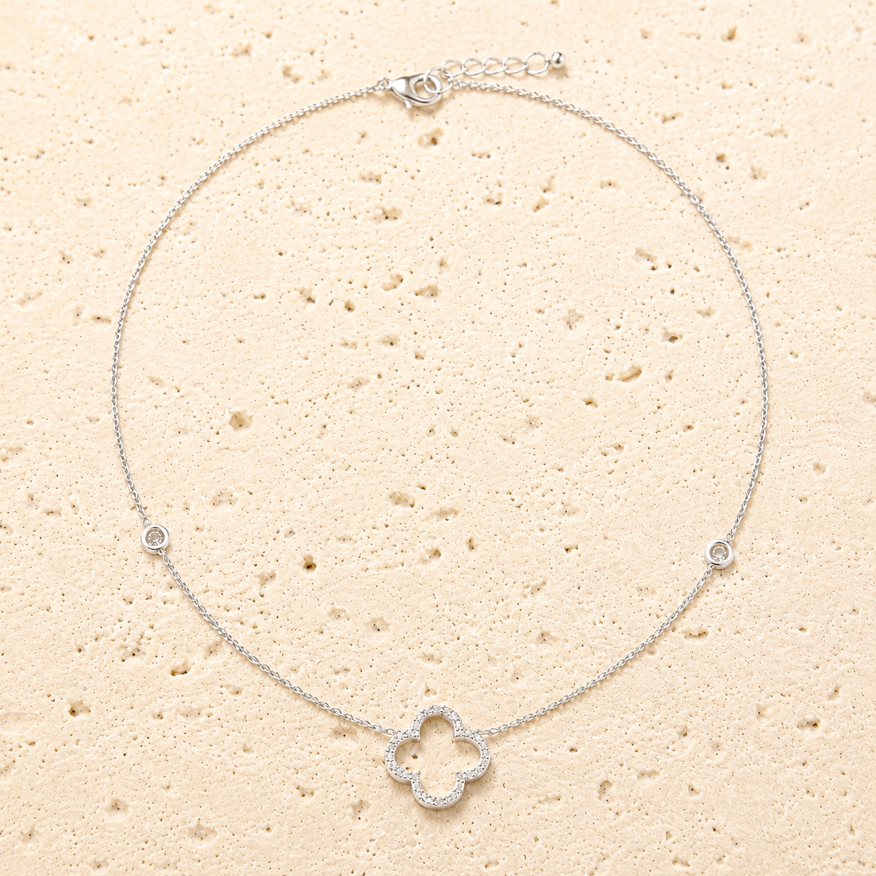 Crystal large four leaf clover necklace