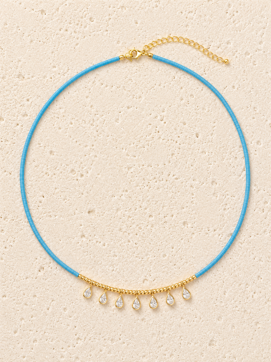 Turquoise crystal drop necklace