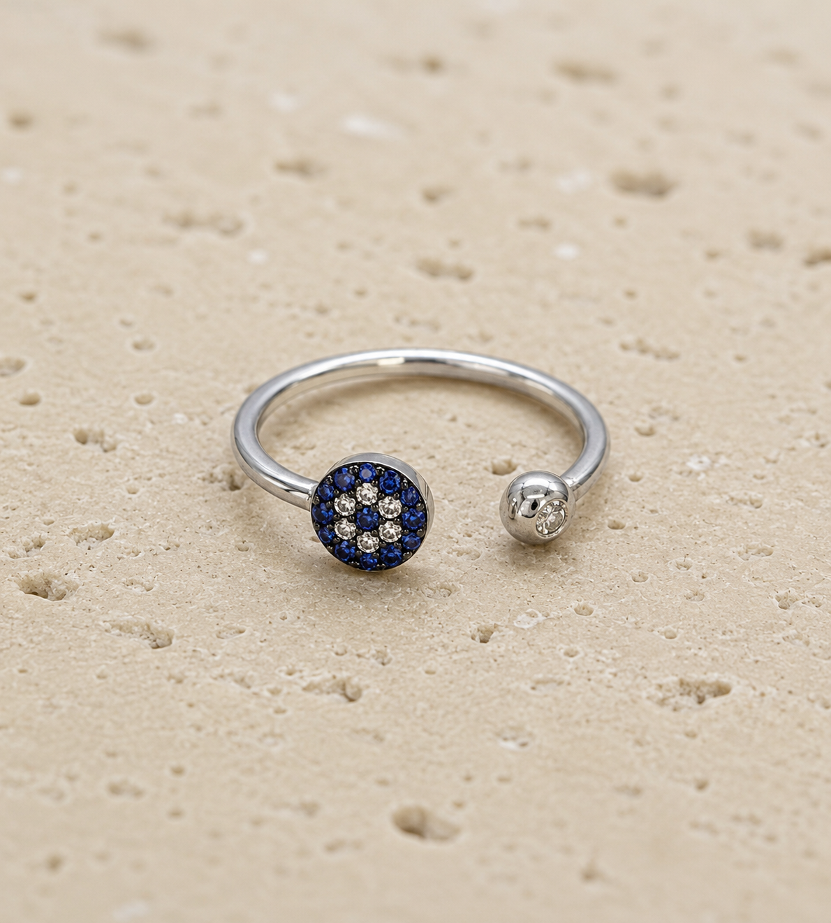 Evil eye crystal ring