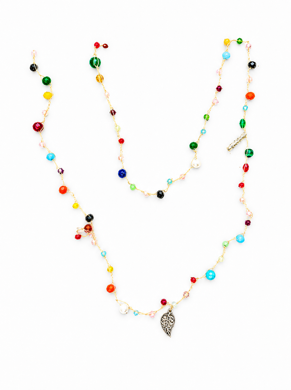 Hand crocheted crystal and semi-precious stones necklace