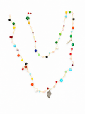 Hand crocheted crystal and semi-precious stones necklace