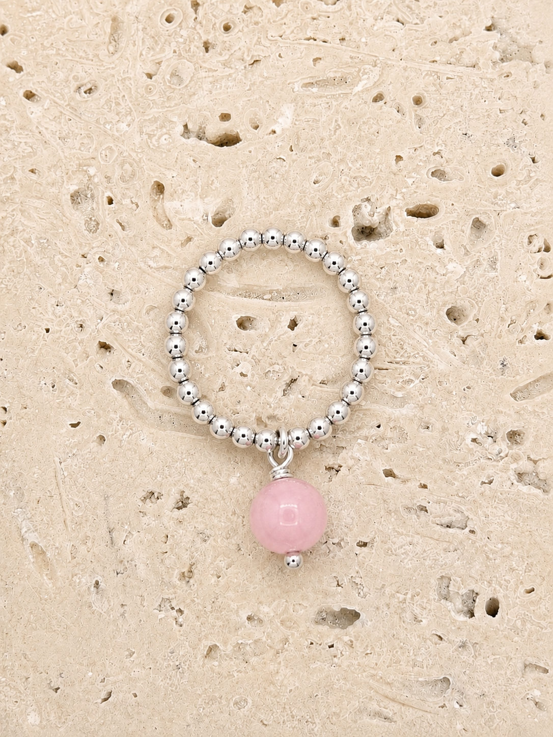 Silver pink turquoise ring