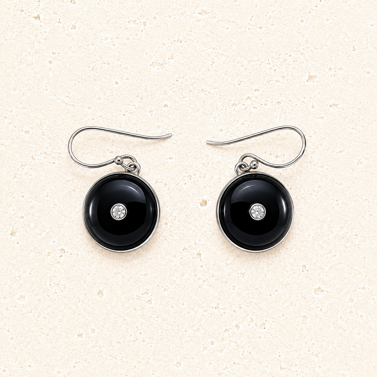 Onyx and crystal earrings
