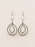 Pearl and bead drop earrings