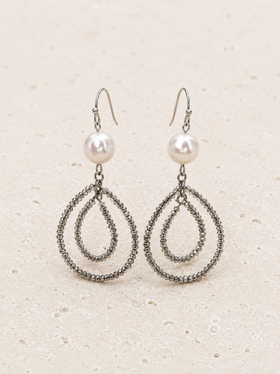Pearl and bead drop earrings