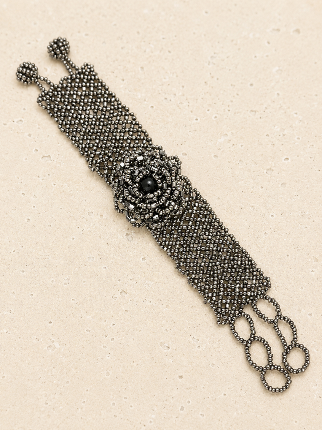 Beaded rose cuff