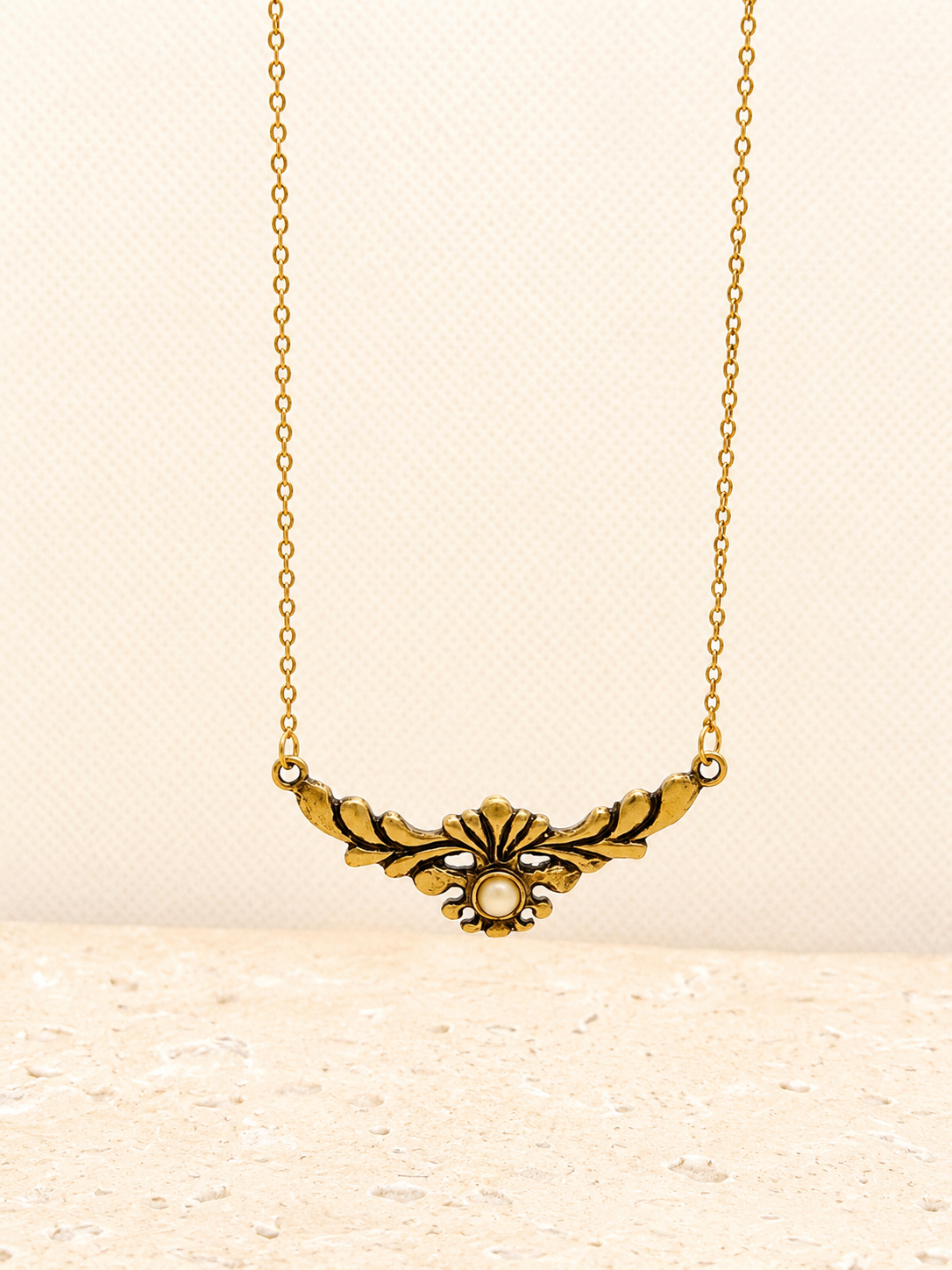 Brass Filigree Moonstone necklace
