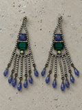 Amethyst emerald and Swarovski crystal earrings