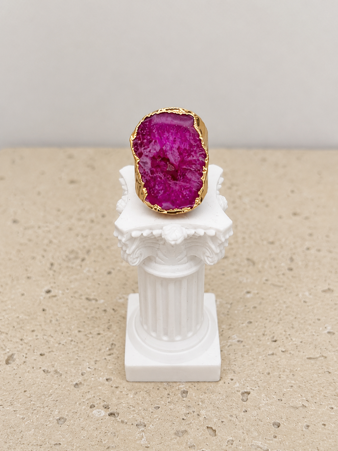 Pink Raw cut stone ring