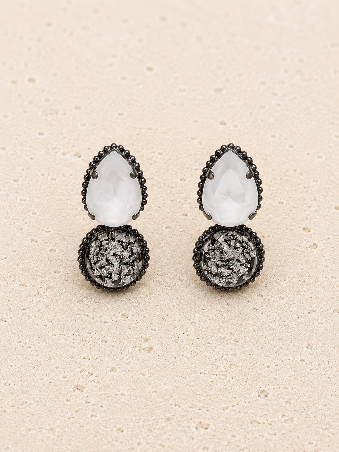 Swarovski crystal and silver leaf earrings