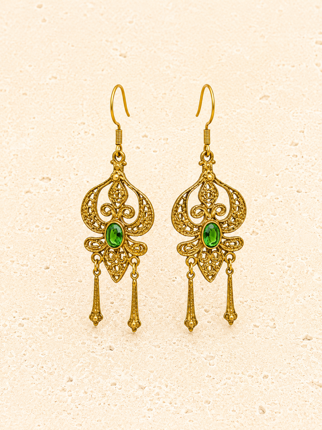 Brass Filigree Peridot earrings