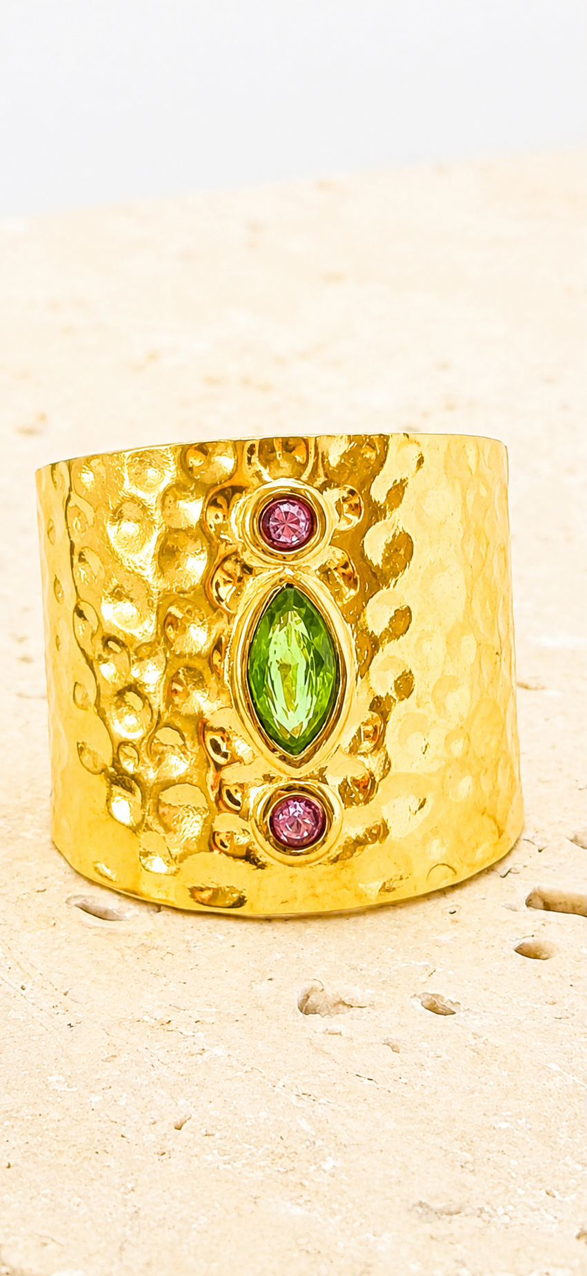 24k gold crystal ring