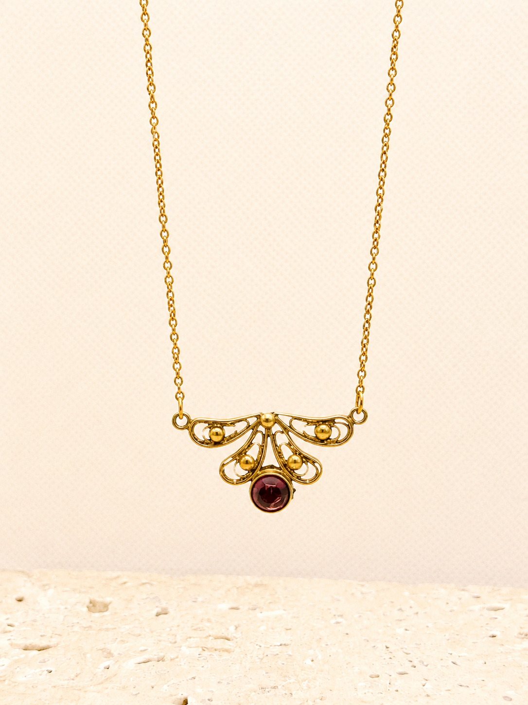 Brass Filigree Amethyst necklace