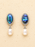 Abalone shell and freshwater pearl earring