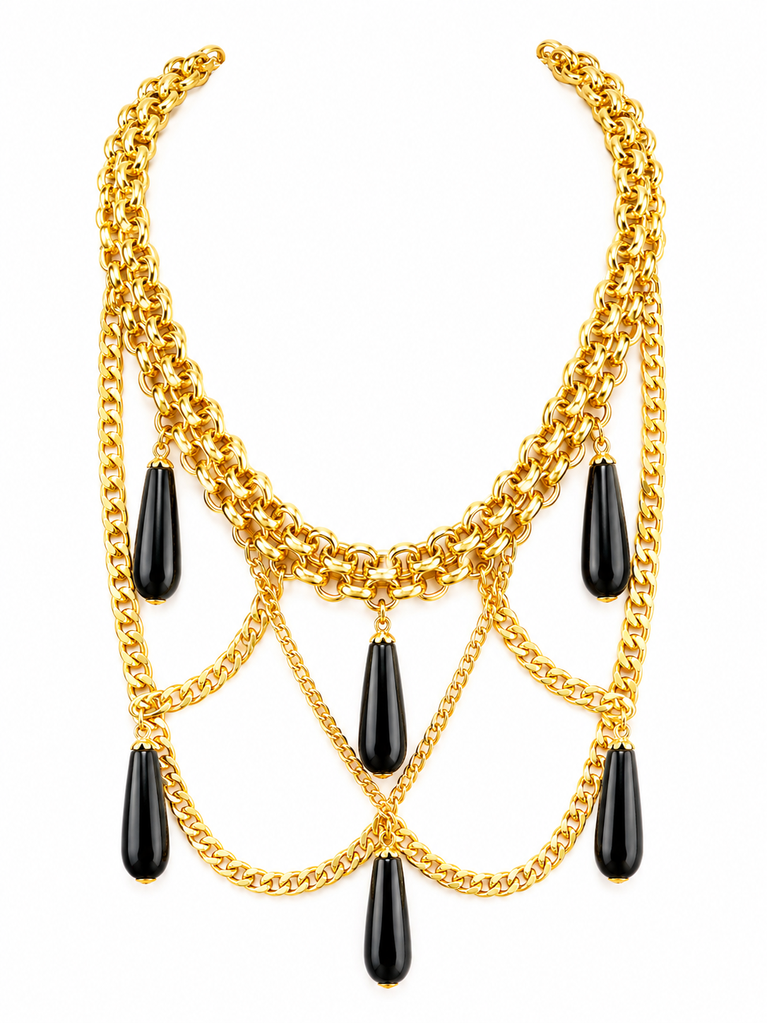 Onyx and 24k gold plated necklace