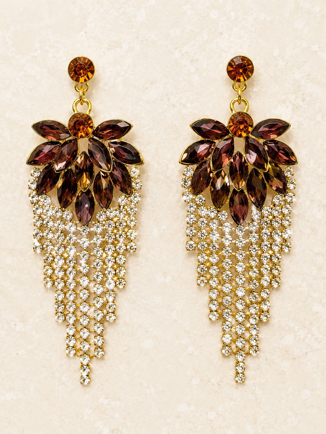 Burgundy stone and Swarovski drop earrings