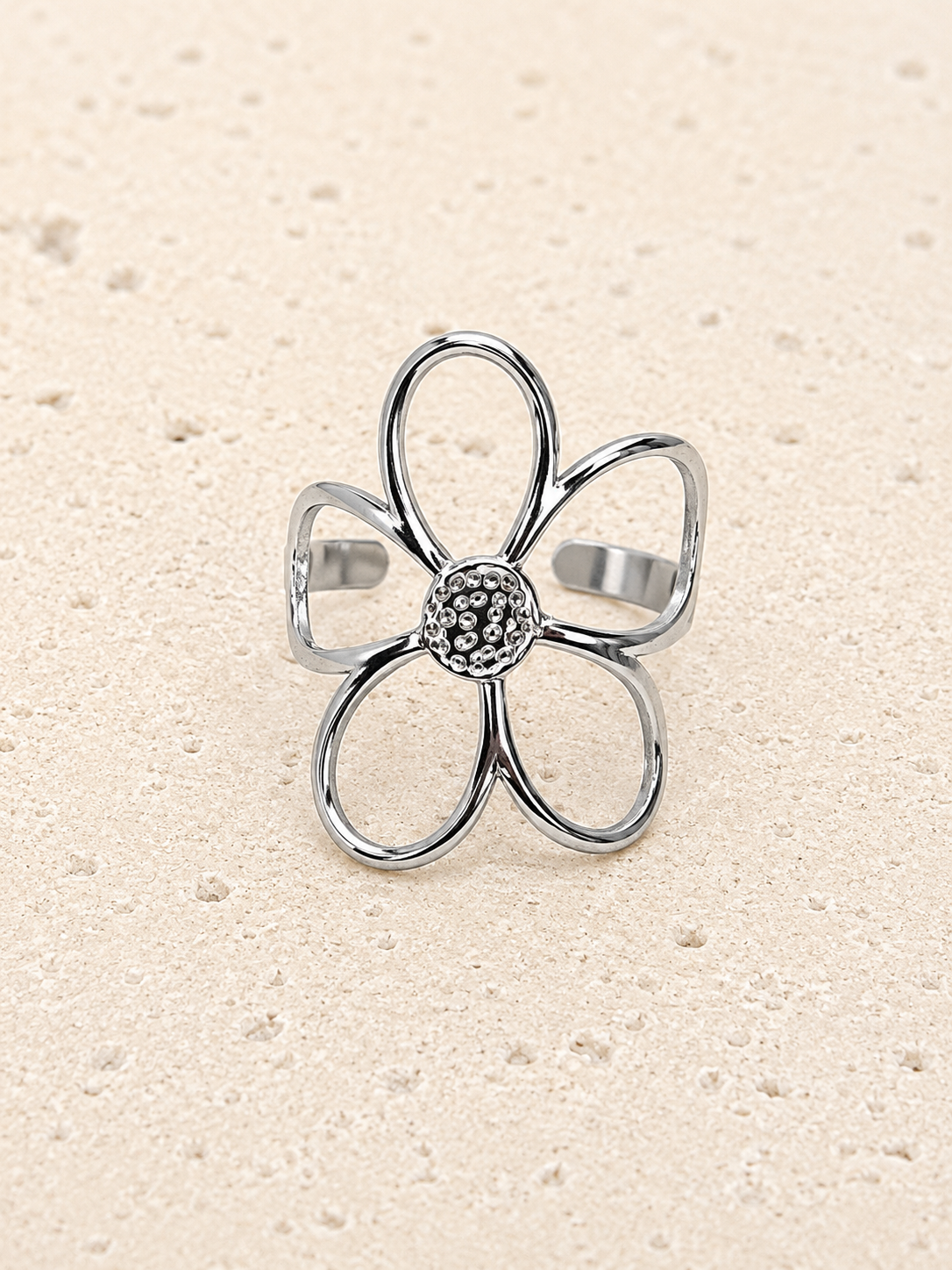 Silver flower ring